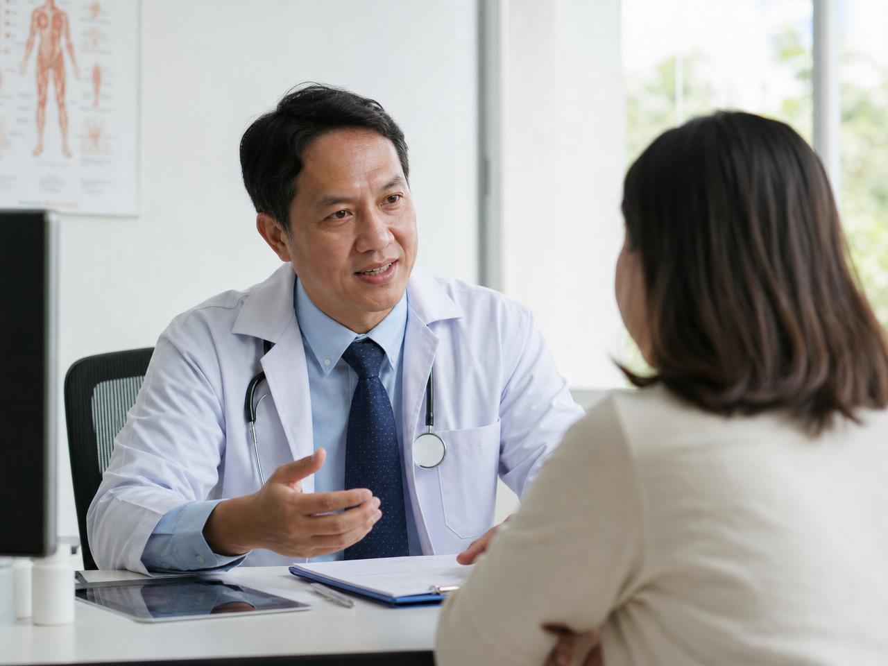 Clinician reviewing a patient's intake on a tablet