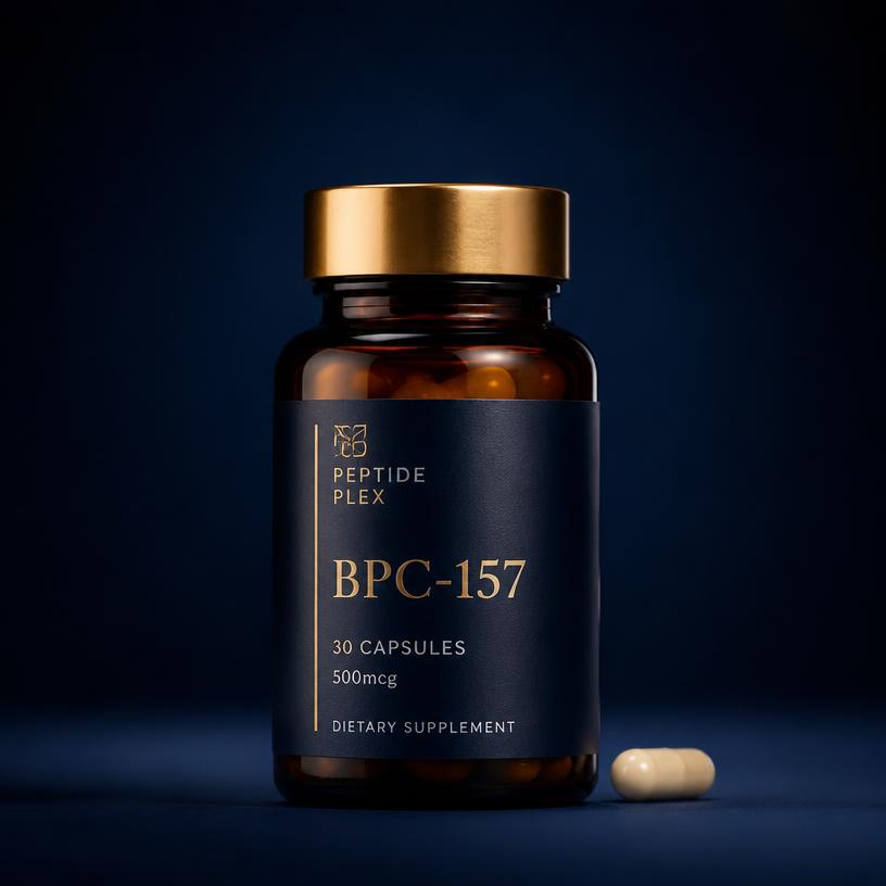 BPC-157 amber vial with gold cap